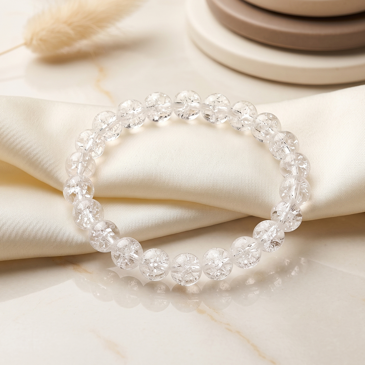 Crackle Quartz Bracelet - Shubhanjali Store (1) crackle quartz bracelet 8mm