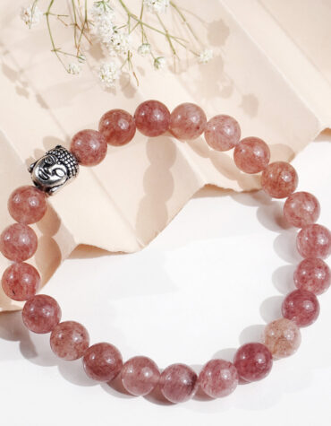 strawberry quartz buddha bracelet 8 mm
