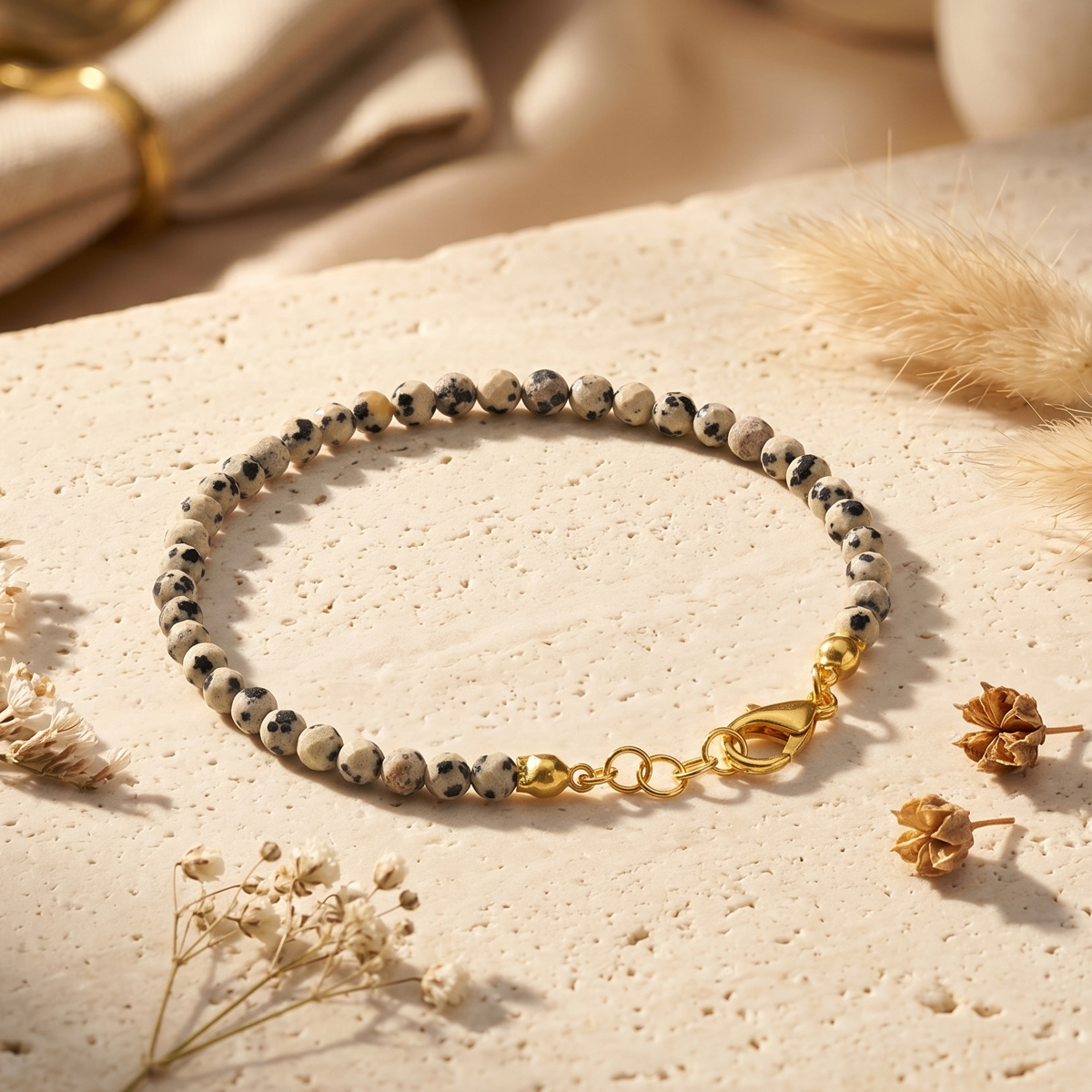 Dalmation Jasper Faceted Chain Bracelet 4mm-Shubhanjali Store (1) dalmation jasper faceted chain bracelet 4mm