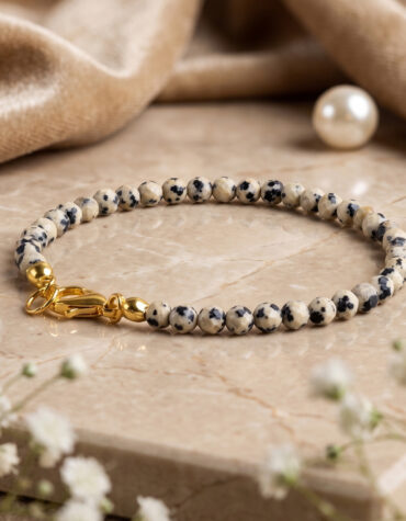 dalmation jasper faceted chain bracelet 4mm