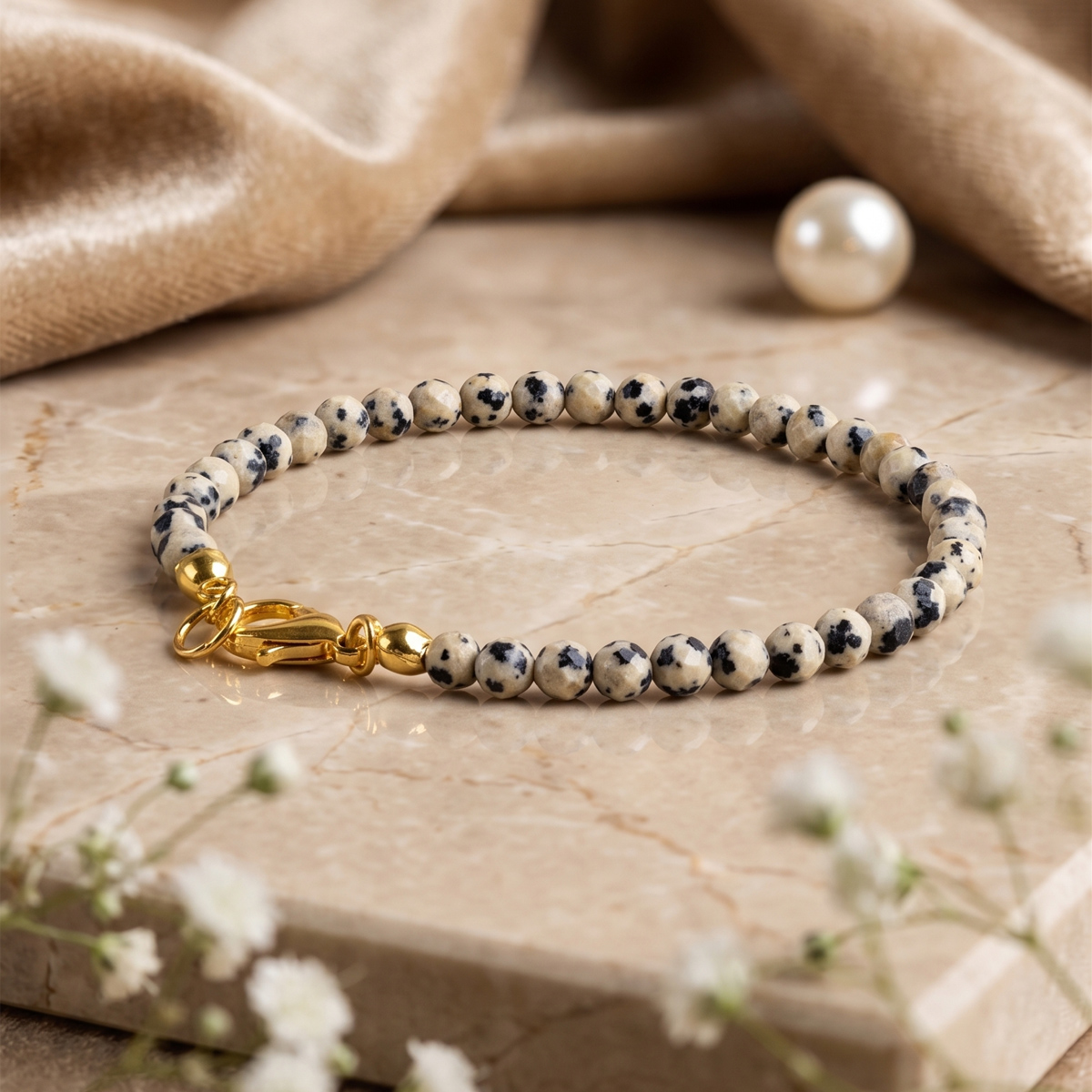 Dalmation Jasper Faceted Chain Bracelet 4mm-Shubhanjali Store (2) dalmation jasper faceted chain bracelet 4mm