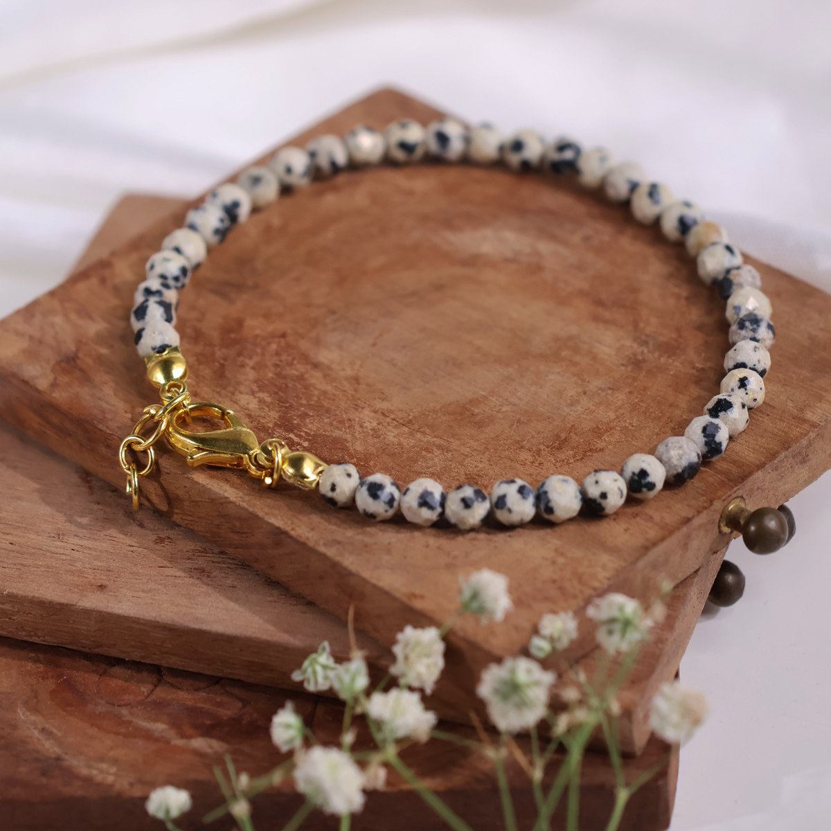 Dalmation Jasper Faceted Chain Bracelet 4mm-Shubhanjali Store (3) dalmation jasper faceted chain bracelet 4mm