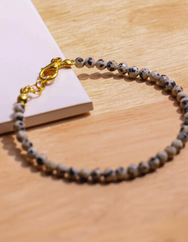dalmation jasper faceted chain bracelet 4mm