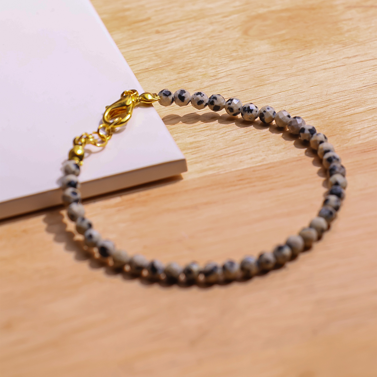 Dalmation Jasper Faceted Chain Bracelet 4mm-Shubhanjali Store (4) dalmation jasper faceted chain bracelet 4mm