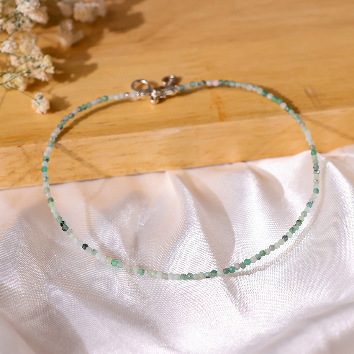 Emerald Faceted Anklet 2 mm-Shubhanjali Store (2) emerald faceted anklet 2 mm