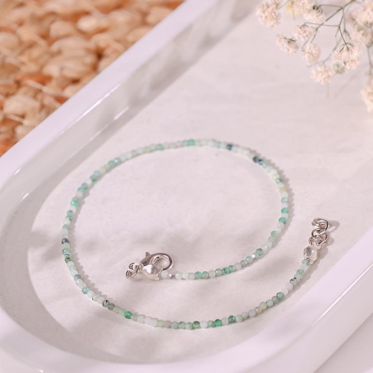 Emerald Faceted Anklet 2 mm-Shubhanjali Store (3) emerald faceted anklet 2 mm