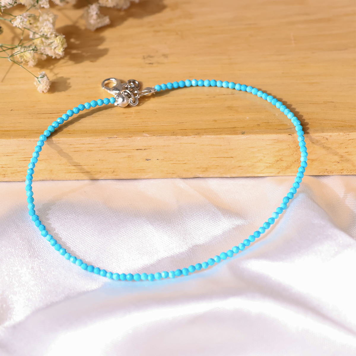 Firoza Faceted Anklet 2 mm -Shubhanjali Store (1) firoza faceted anklet 2 mm