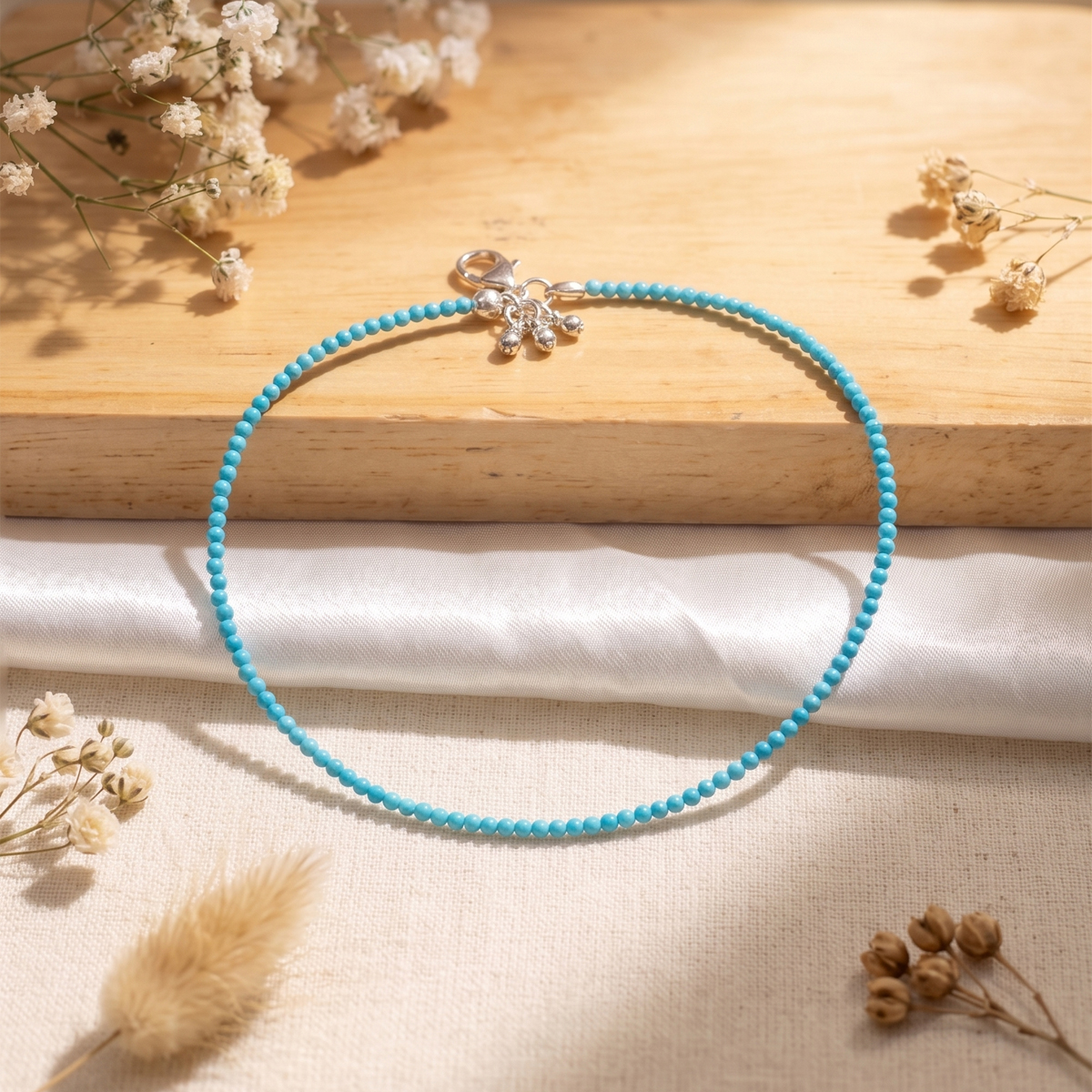Firoza Faceted Anklet 2 mm -Shubhanjali Store (3) firoza faceted anklet 2 mm