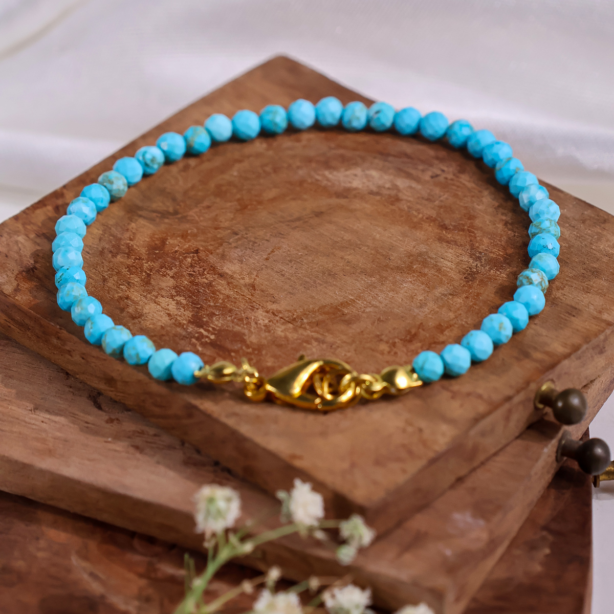 Firoza Faceted Chain Bracelet 4mm-Shubhanjali Store (1) firoza faceted chain bracelet 4mm