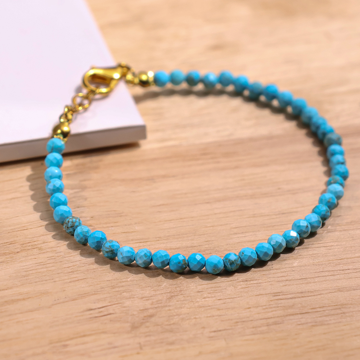 Firoza Faceted Chain Bracelet 4mm-Shubhanjali Store (2) firoza faceted chain bracelet 4mm