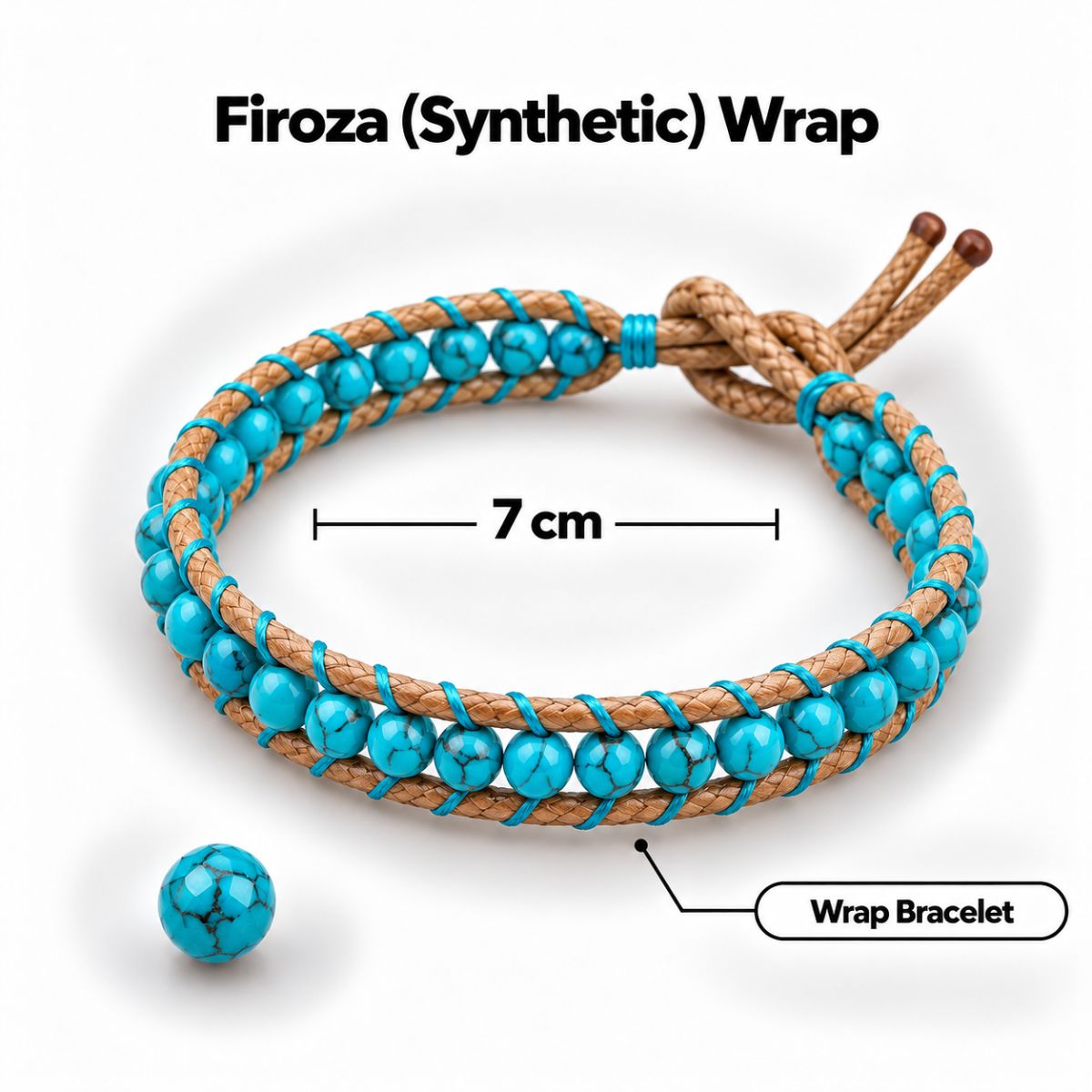 Firoza Wrap Bracelet 4mm (Synthetic) firoza wrap bracelet 4mm (synthetic)