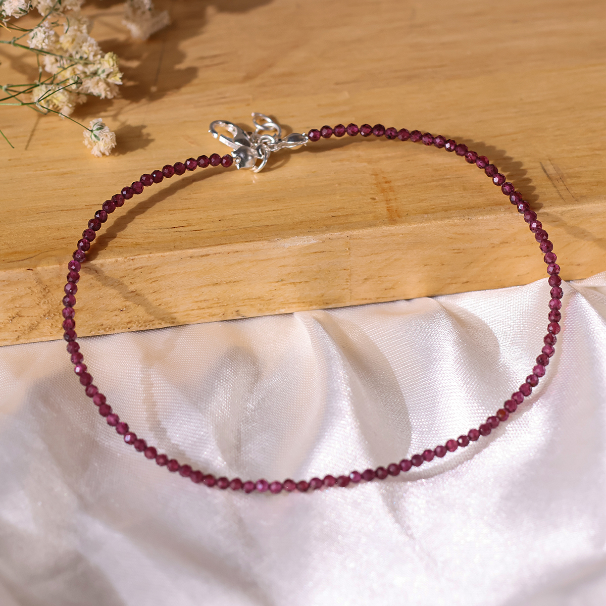 Garnet Faceted Anklet 2 mm-Shubhanjali-Store (1) garnet faceted anklet 2 mm