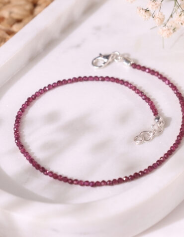 garnet faceted anklet 2 mm
