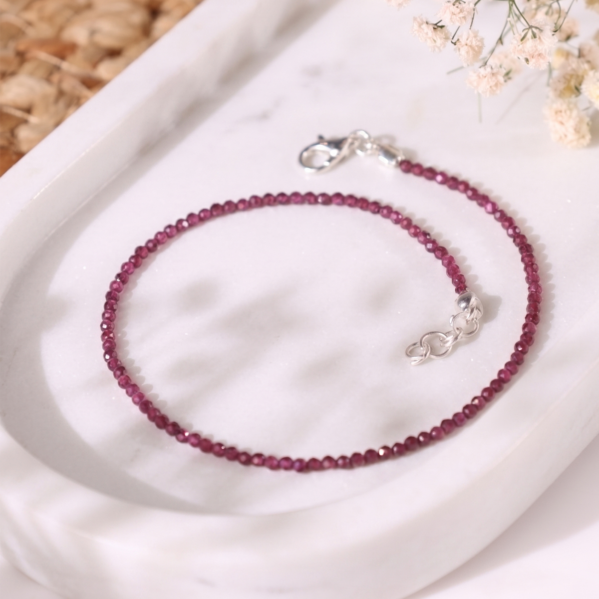 Garnet Faceted Anklet 2 mm-Shubhanjali-Store (2) garnet faceted anklet 2 mm