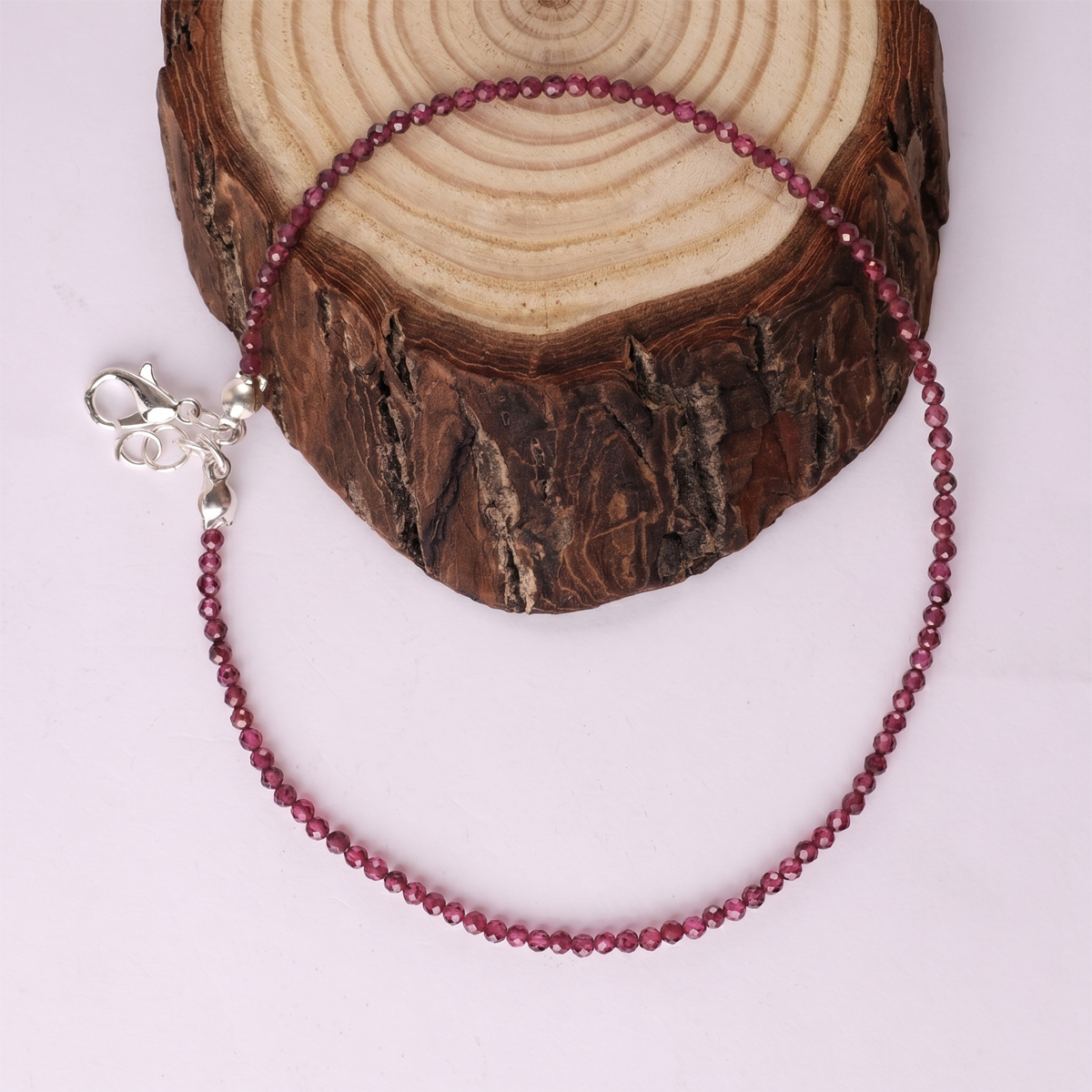 Garnet Faceted Anklet 2 mm-Shubhanjali-Store (3) garnet faceted anklet 2 mm