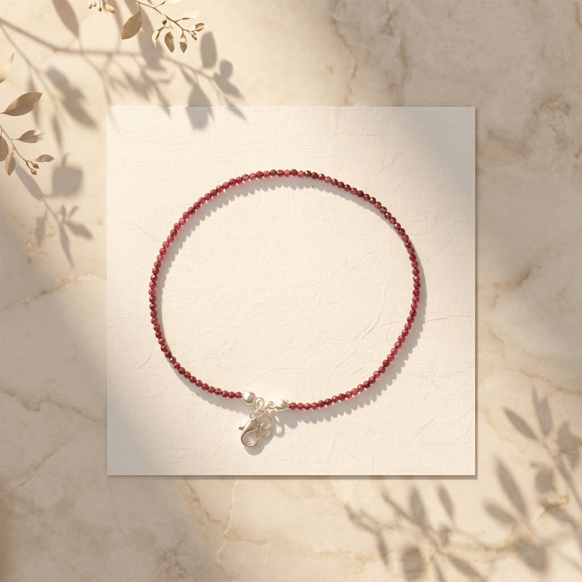 Garnet Faceted Anklet 2 mm-Shubhanjali-Store (4) garnet faceted anklet 2 mm