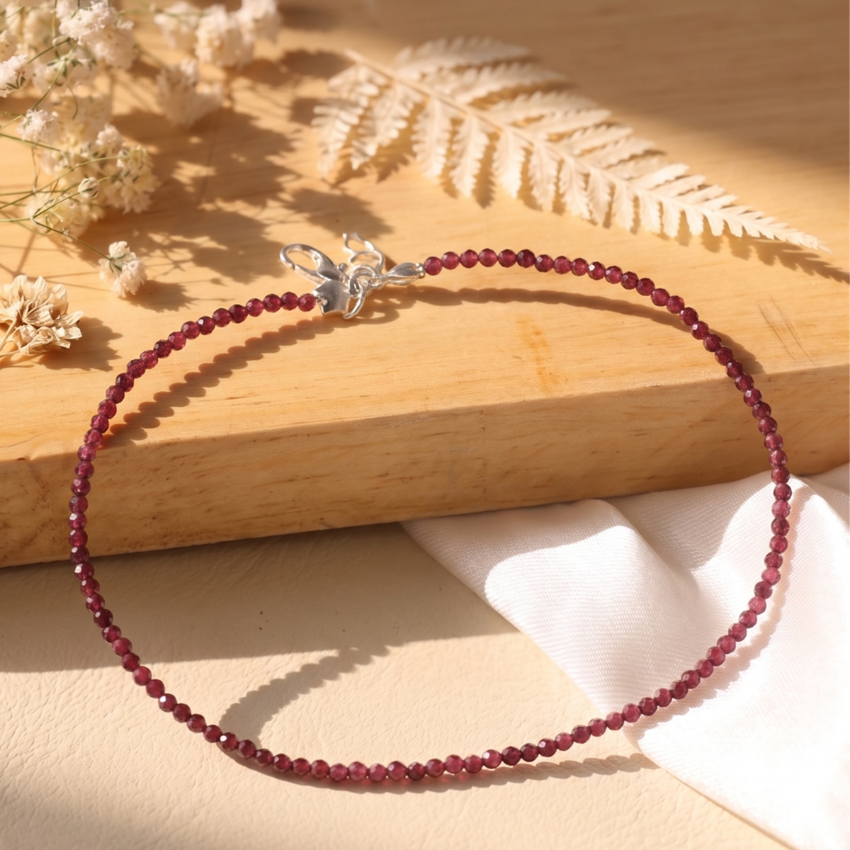 Garnet Faceted Anklet 2 mm-Shubhanjali-Store (5) garnet faceted anklet 2 mm