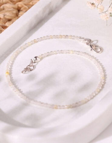 golden rutile faceted anklet 2 mm