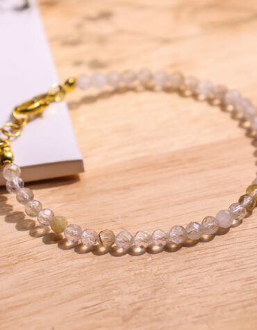 golden rutile faceted chain bracelet 4mm