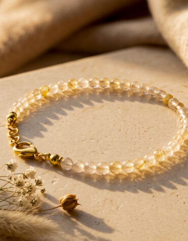 golden rutile faceted chain bracelet 4mm