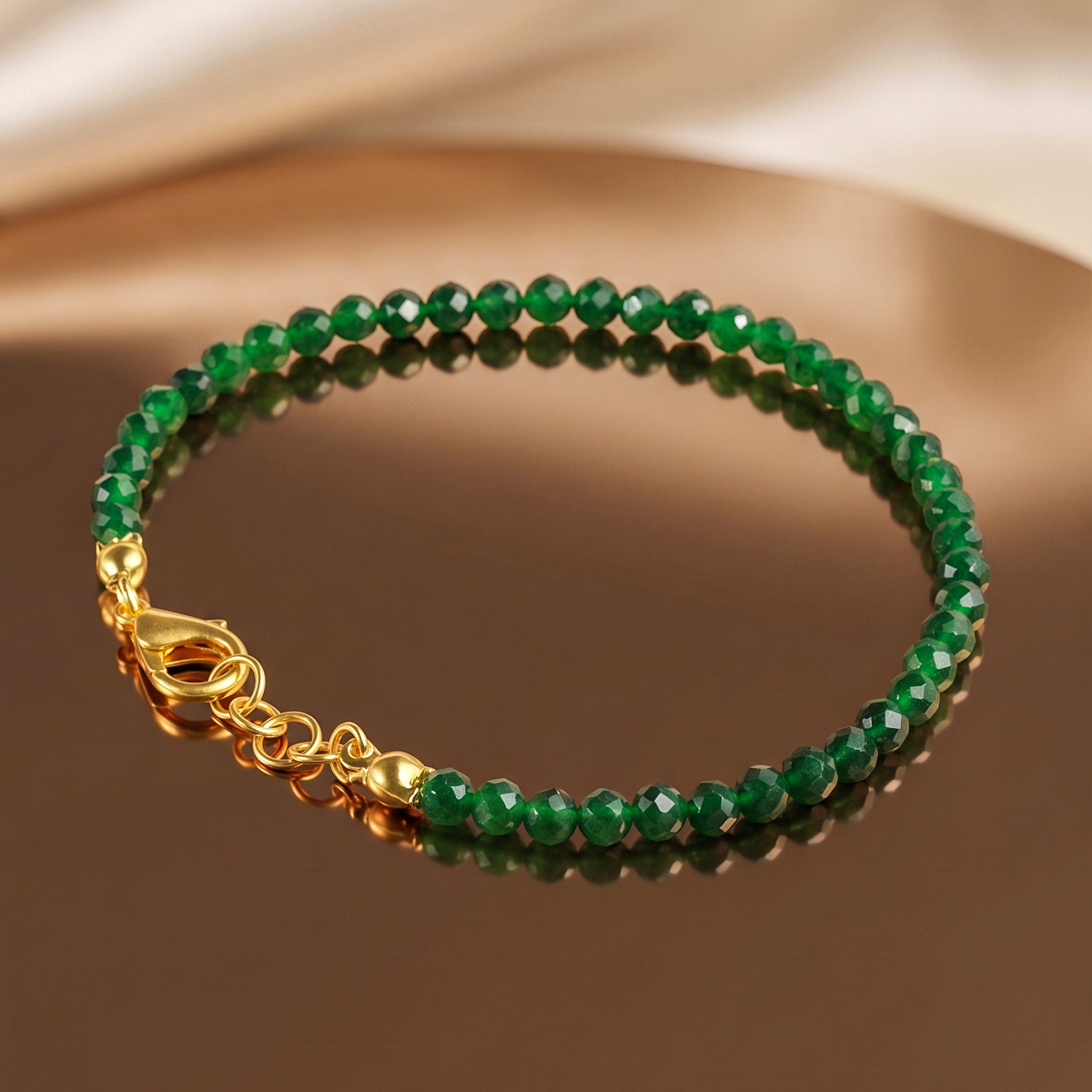 Green Jade Faceted Chain Bracelet 4mm-Shubhanjali store (3) green jade faceted chain bracelet 4mm