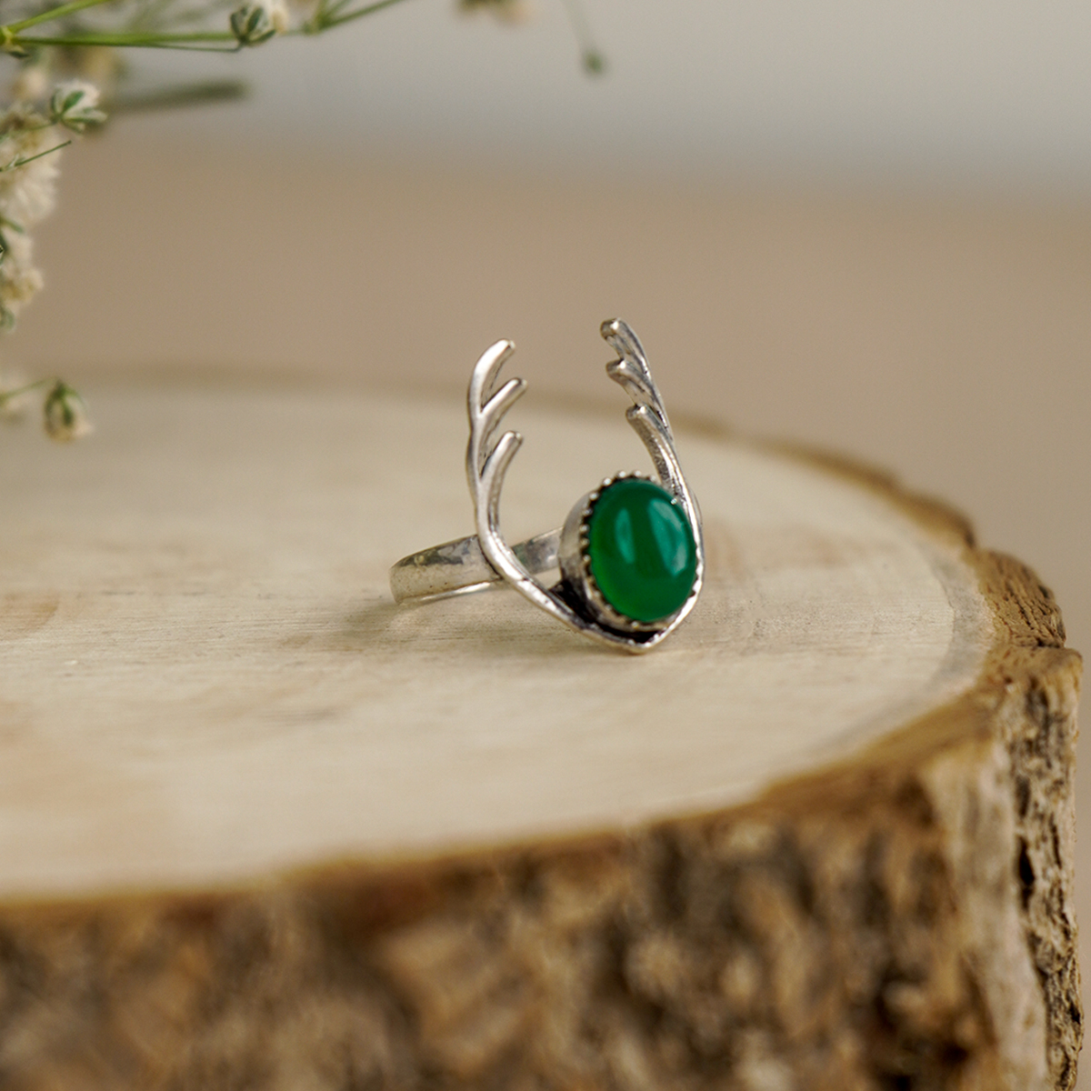 Green Onyx Dear Antlers Ring-Shubhanjali Store (2) dear antlers ring