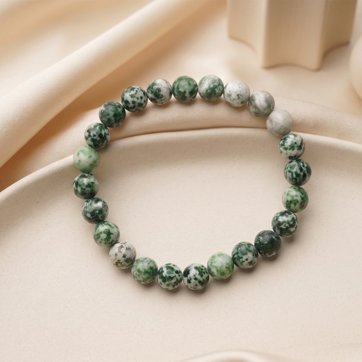 Green Spot Japser Bracelet-Shubhanjali Store (1) green spot japser bracelet 8 mm