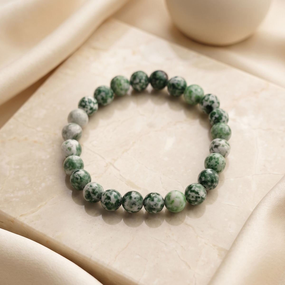 Green Spot Japser Bracelet-Shubhanjali Store (3) green spot japser bracelet 8 mm