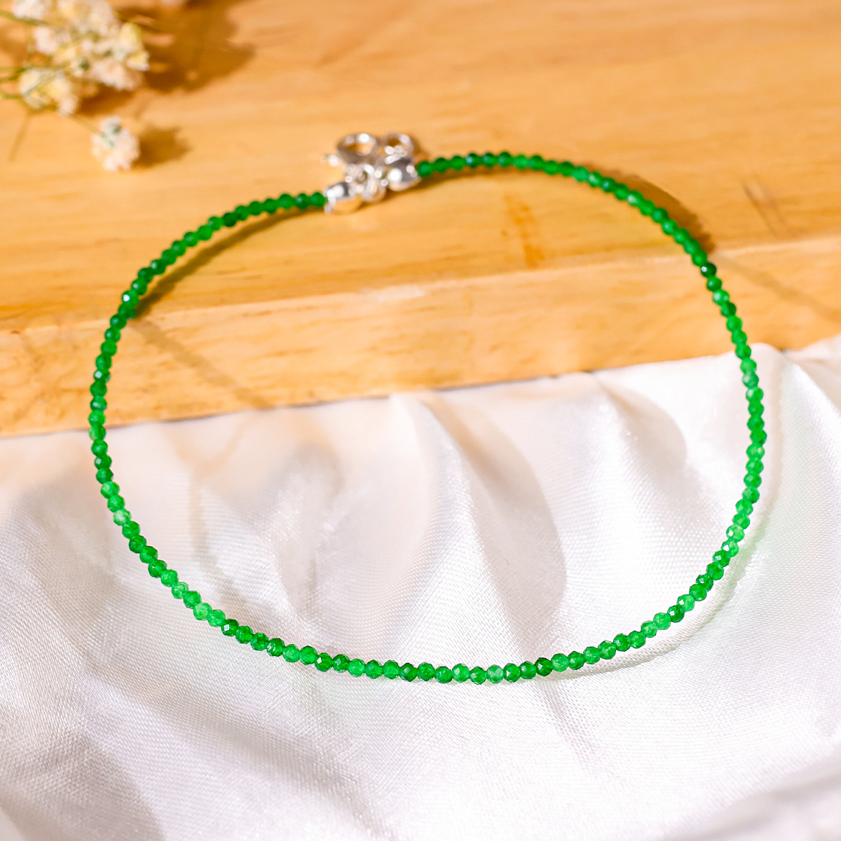 Green onyx anklet 2mm-shubhanjali Store (1) green onyx faceted anklet 2 mm
