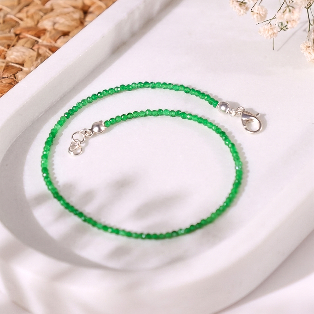 Green onyx anklet 2mm-shubhanjali Store (2) green onyx faceted anklet 2 mm