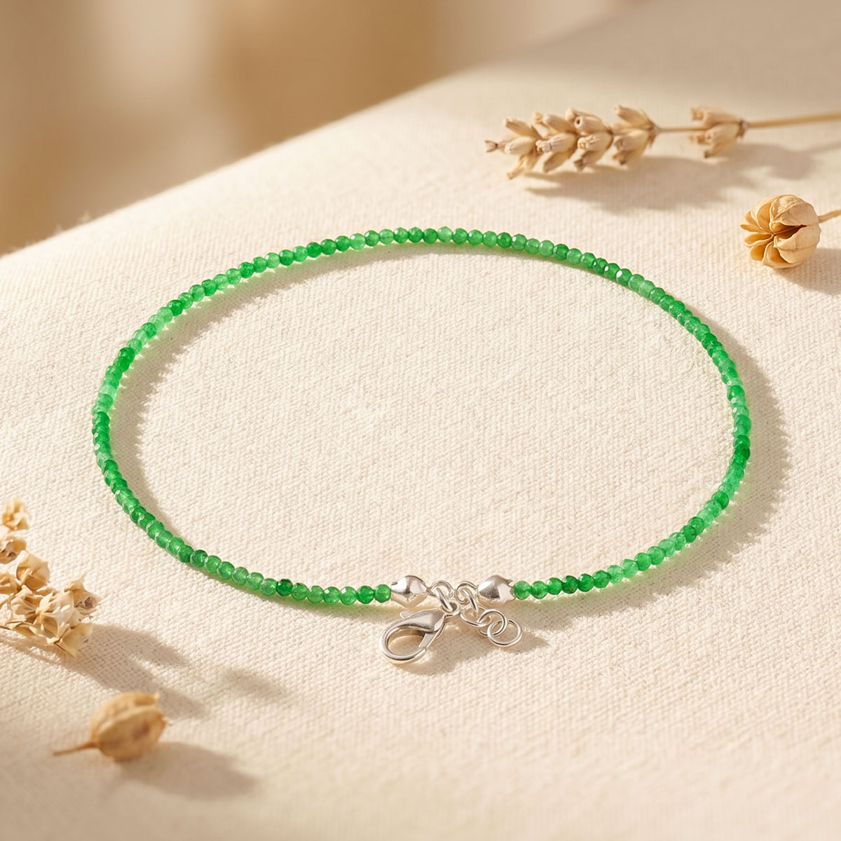 Green onyx anklet 2mm-shubhanjali Store (3) green onyx faceted anklet 2 mm