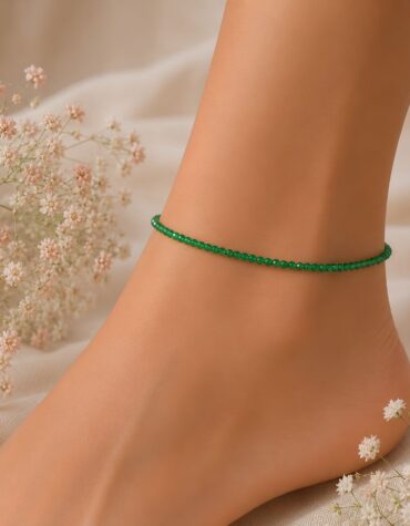 green onyx faceted anklet 2 mm