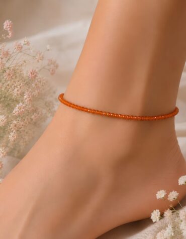hessonite faceted anklet 2 mm