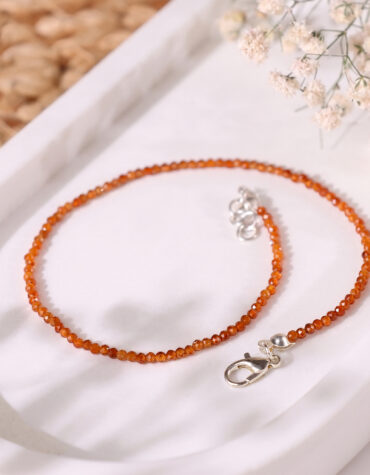 hessonite faceted anklet 2 mm