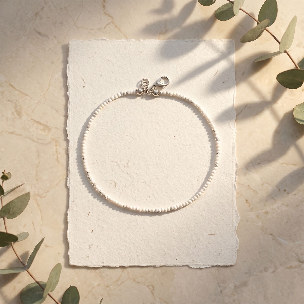 Howlite Anklet 2mm (3) howlite faceted anklet 2 mm