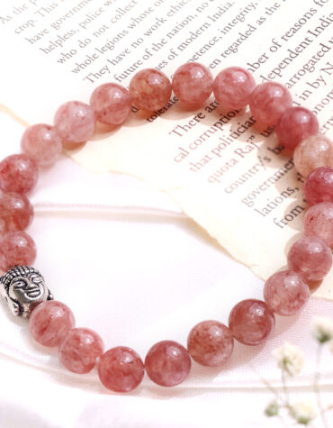 strawberry quartz buddha bracelet 8 mm