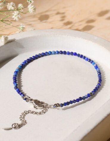 lapis faceted chain bracelet 2 mm
