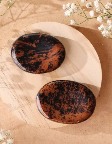 mahogony obsidian worry stone
