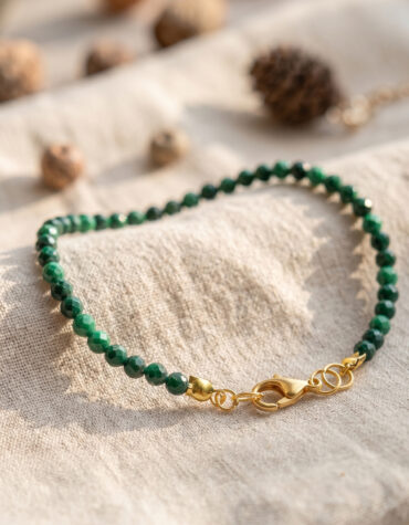 malachite faceted chain bracelet 4mm