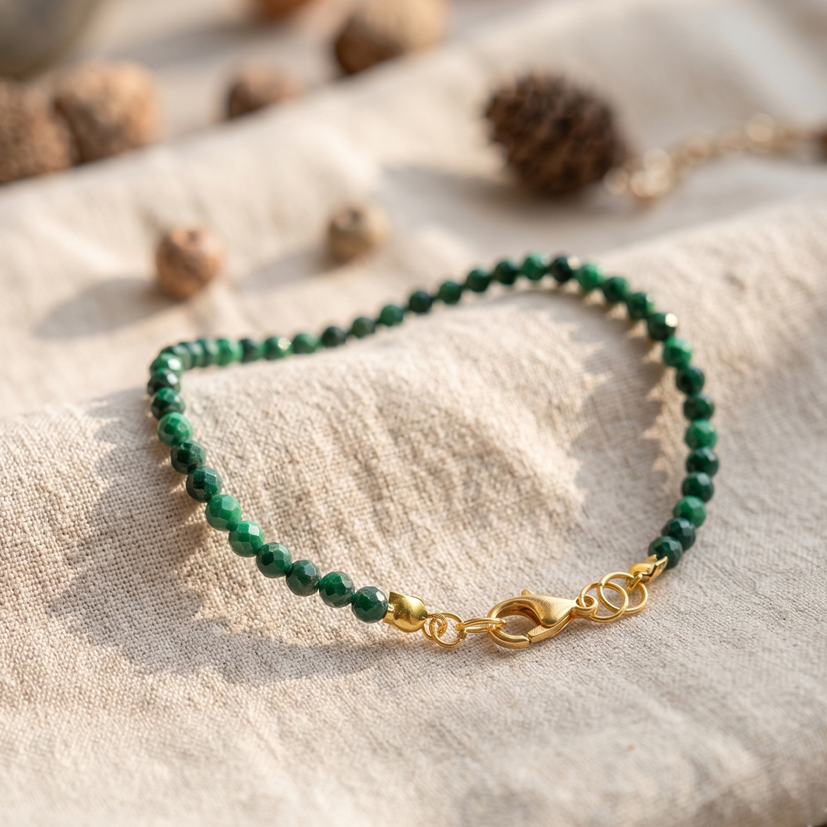 Malachite Faceted Chain Bracelet 4mm-Shubhanjali Store (3) malachite faceted chain bracelet 4mm