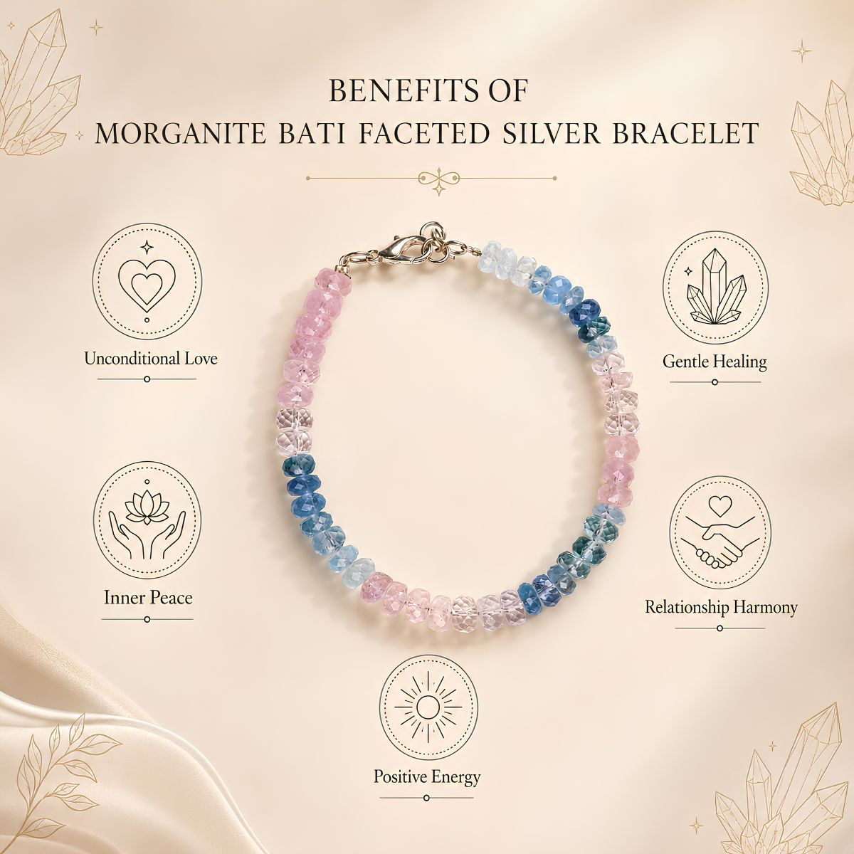 Morganite Bati Faceted Silver Bracelet morganite bati faceted silver bracelet