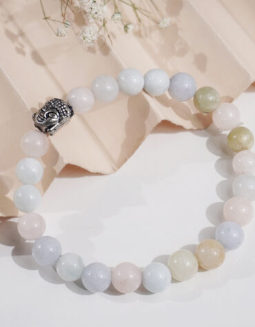 morganite buddha bracelet 8 mm