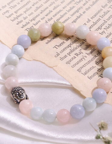 morganite buddha bracelet 8 mm