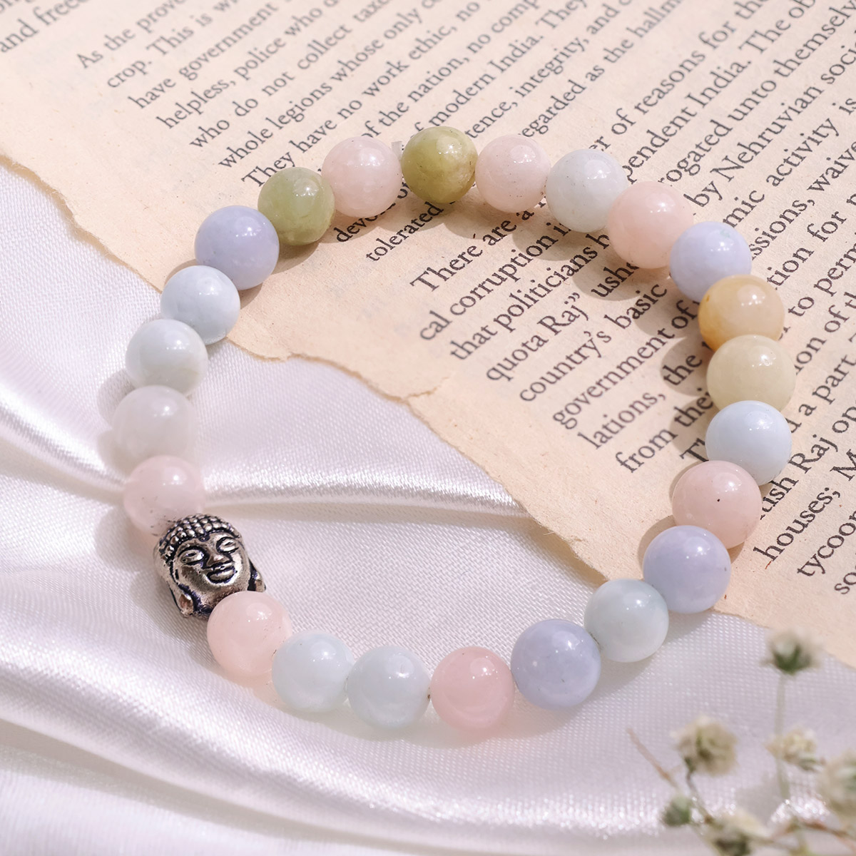 Morganite Buddha Bracelet 8 mm-Shubhanjali Store (2) morganite buddha bracelet 8 mm