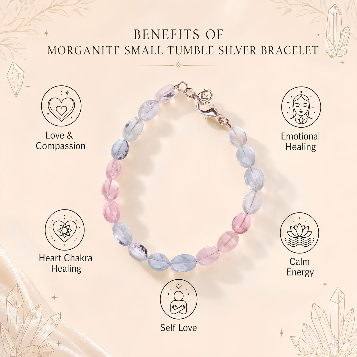Morganite Small Tumble Silver Bracelet morganite small tumble silver bracelet