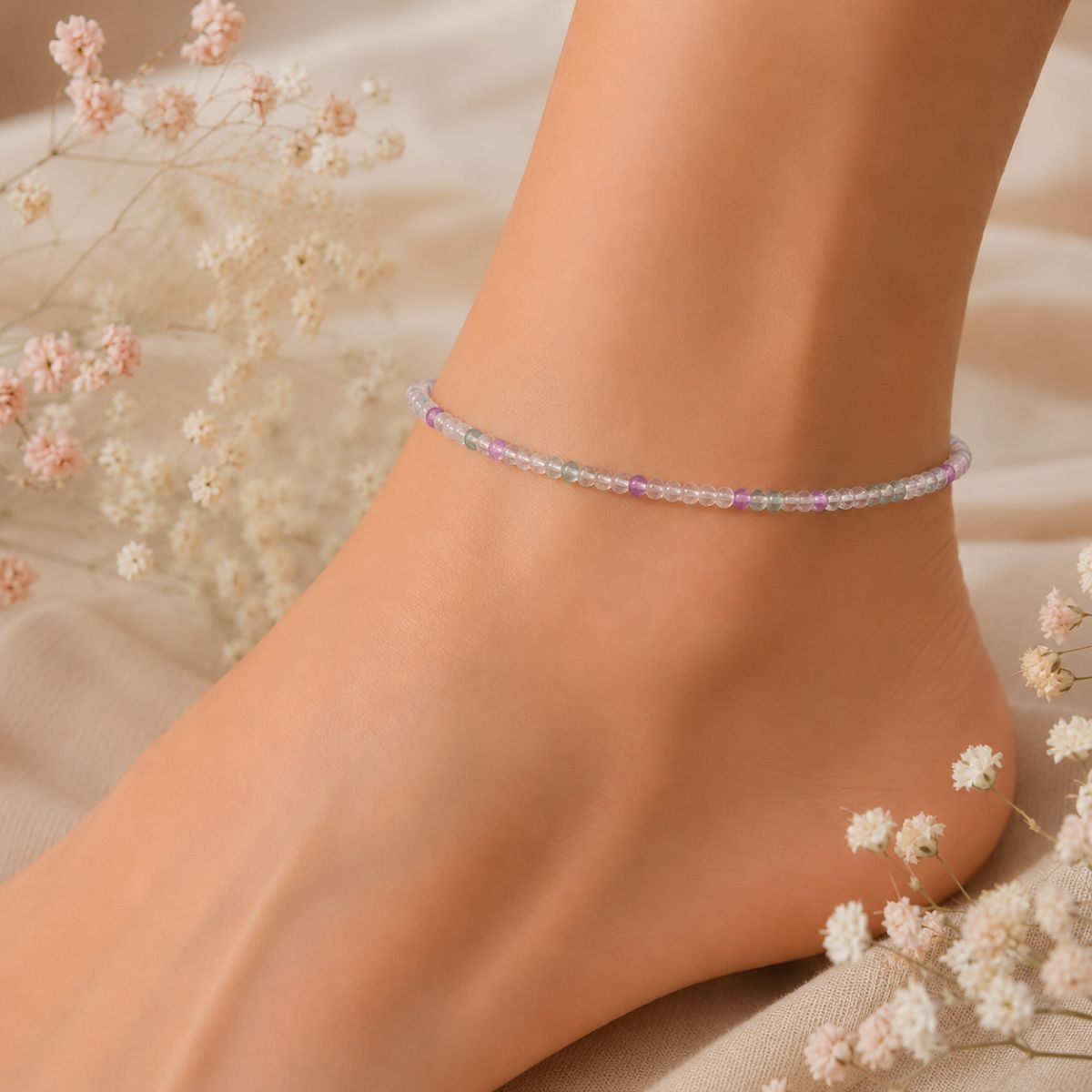 Multi Fluorite Anklet 2 mm