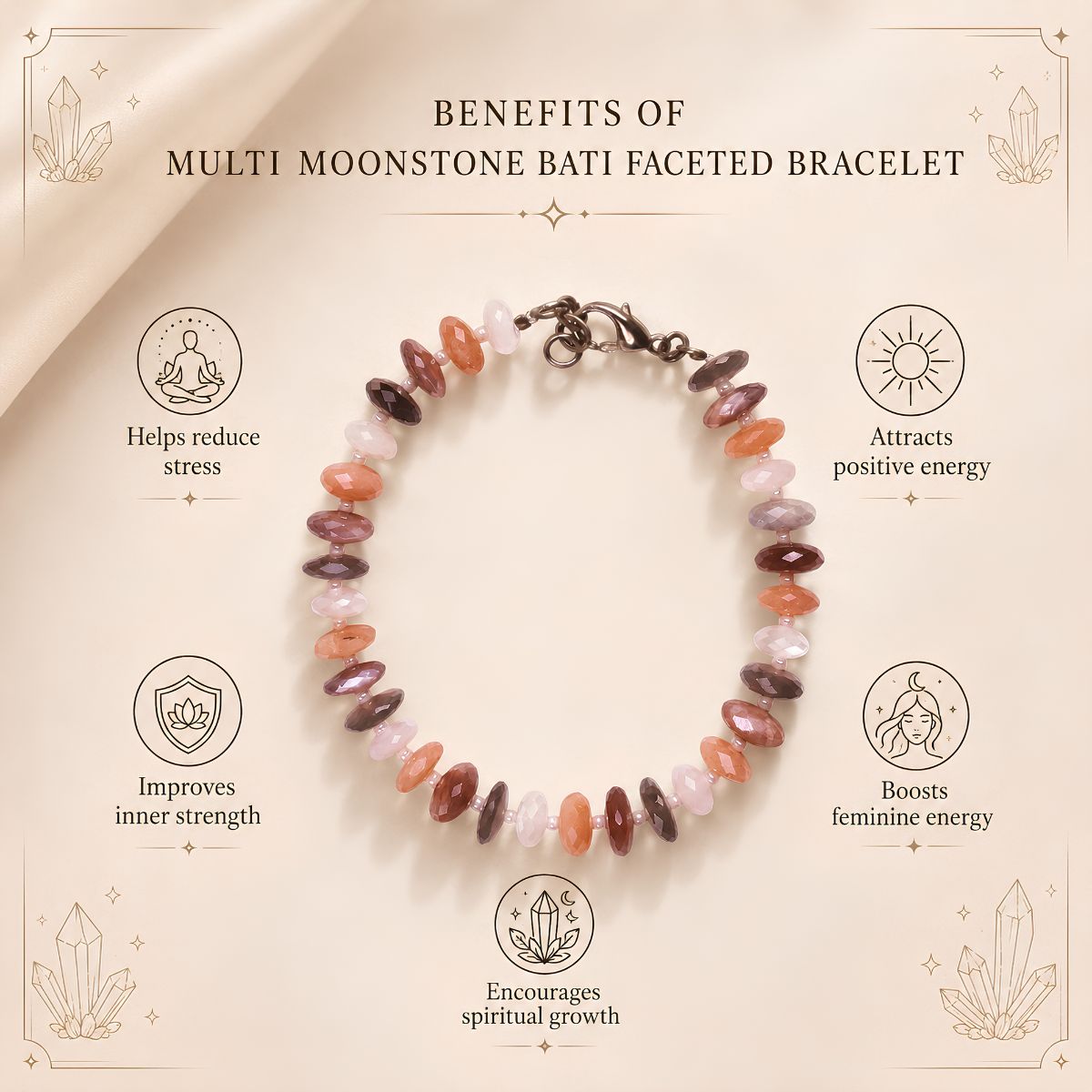 Multi Moonstone Bati Faceted Big Bracelet multi moonstone bati faceted big bracelet
