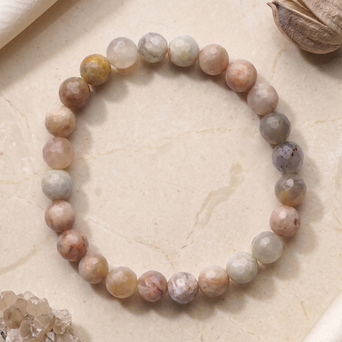 Multi Moonstone Faceted Bracelet 8mm-Shubhanjali Store (2) multi moonstone faceted bracelet 8mm