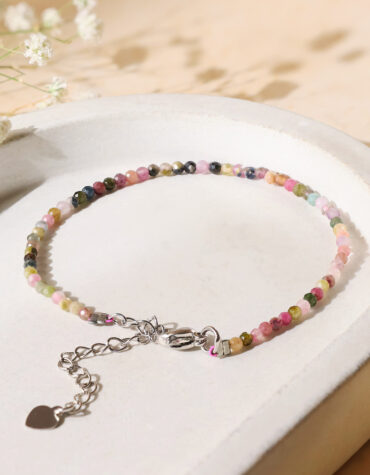 multi tourmaline faceted chain bracelet 2 mm