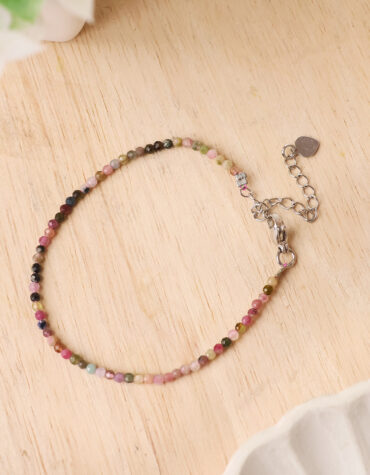 multi tourmaline faceted chain bracelet 2 mm